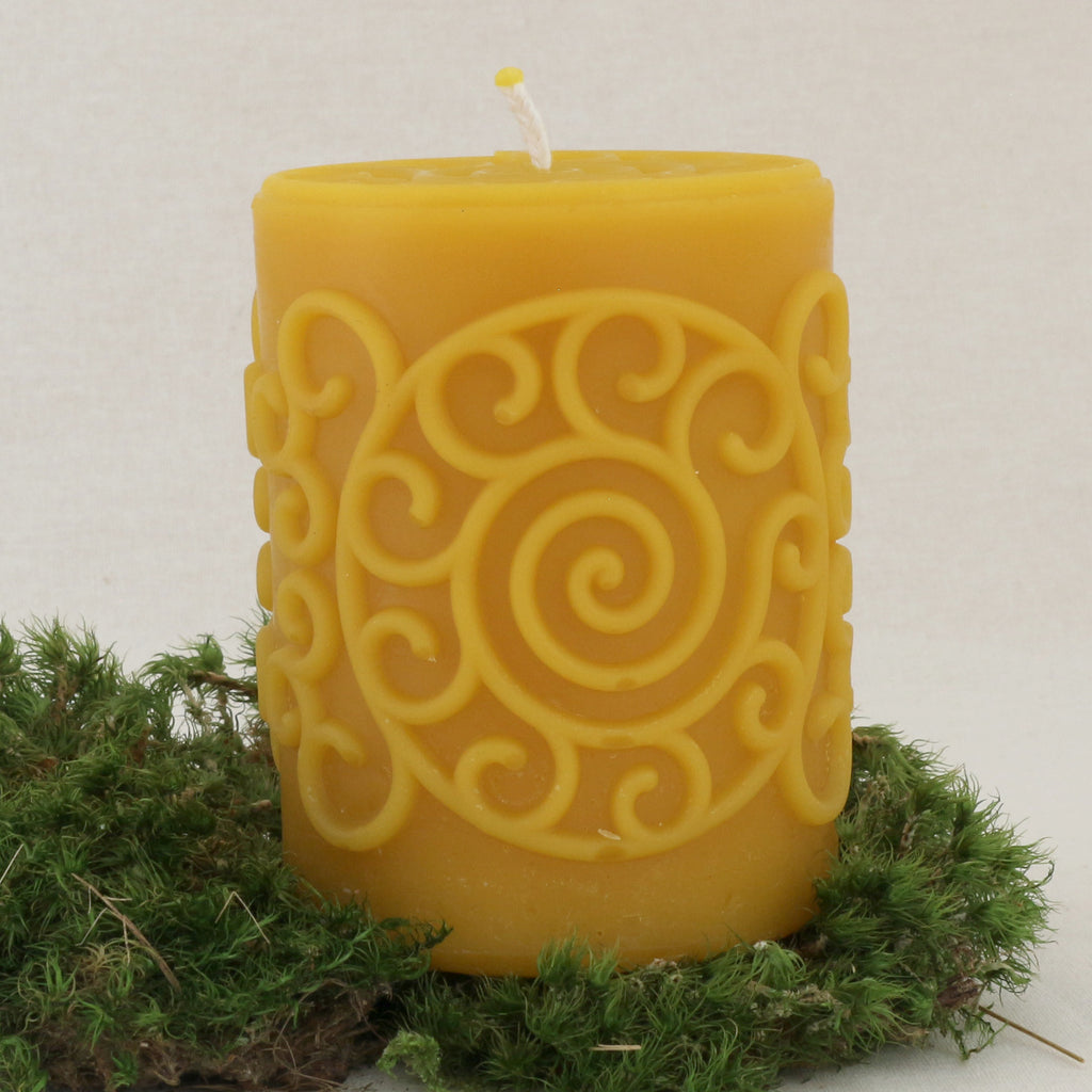Spirale Stumpenkerze aus Bienenwachs