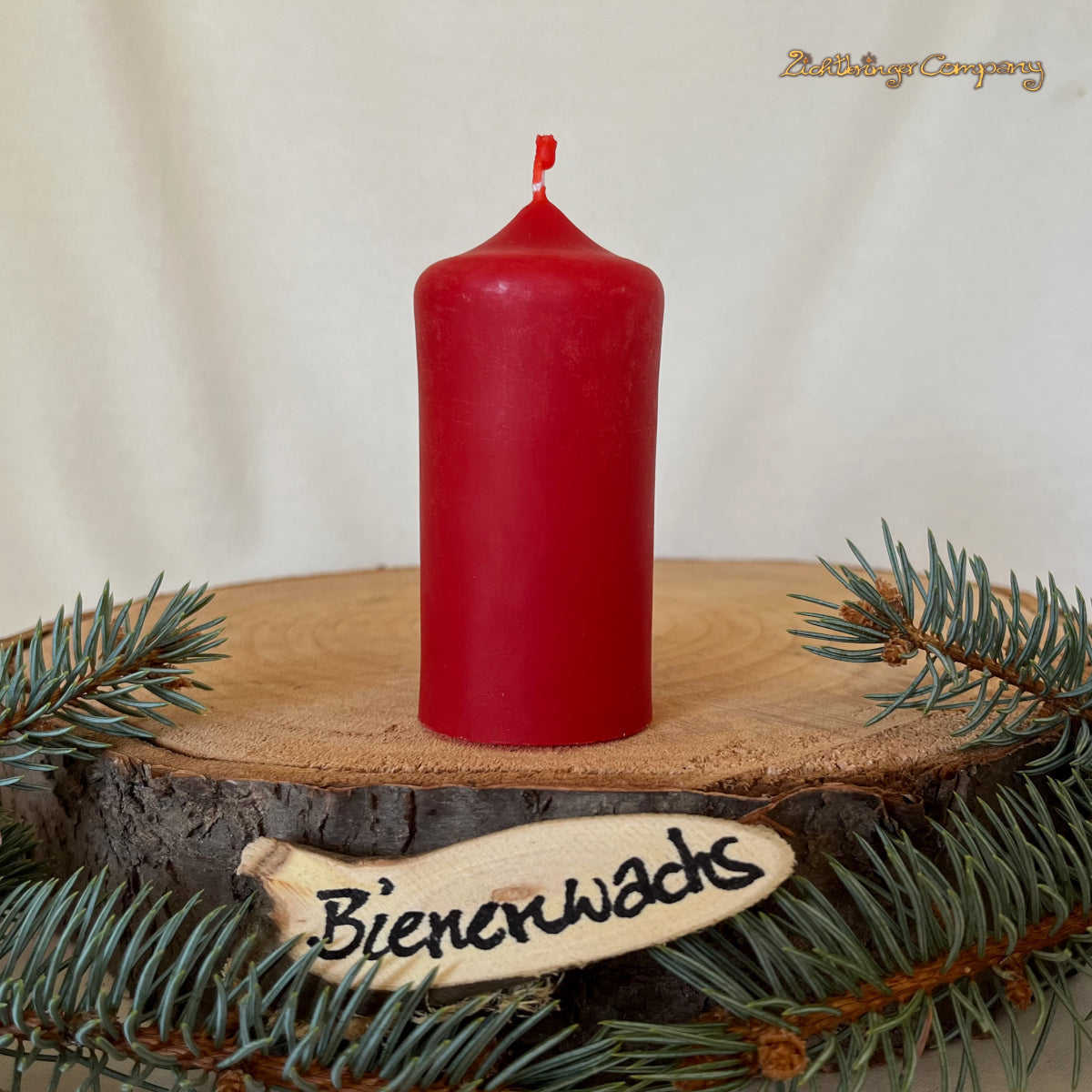 Roter Bienenwachsstumpen für den Adventskranz, Einzelkerze 9,5 cm hoch – Lichtbringer Company