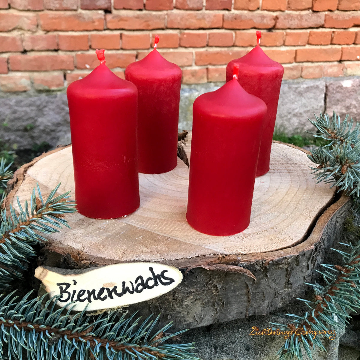 Rote Bienenwachskerzen 4er Set für Adventskranz, 100 % Bienenwachs – Lichtbringer Company