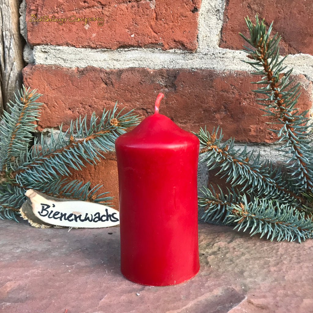 Bienenwachs Stumpenkerze rot ø 5,5 cm – Adventskranzkerze handgegossen von Lichtbringer Company