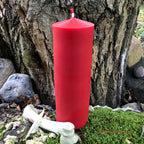 Beeswax pillar candle, red, 530 grams