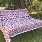 Blockprint Tuch mit Mohnblüten Größe 225 cm mal 275 cm Tagesdecke