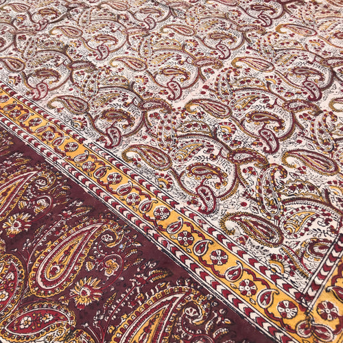 Block Print Paisley Fabric in Natural Colors