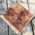 Blockprint Tuch Paisley Farbe beigebraun Größe 150 cm mal 200 cm Tagesdecke oder Tischtuch