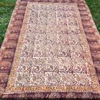 Blockprint Tuch Paisley Farbe beigebraun Größe 150 cm mal 200 cm Tagesdecke oder Tischtuch