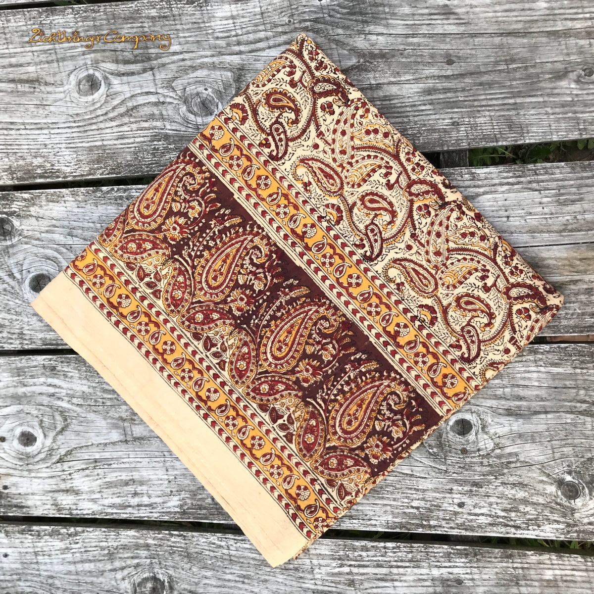 Blockprint Tuch Paisley Farbe beigebraun Größe 150 cm mal 200 cm Tagesdecke oder Tischtuch