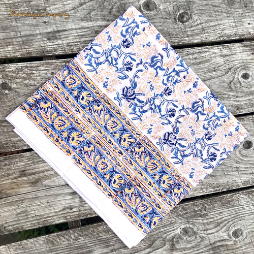 Blockprint Tuch ornamental blau