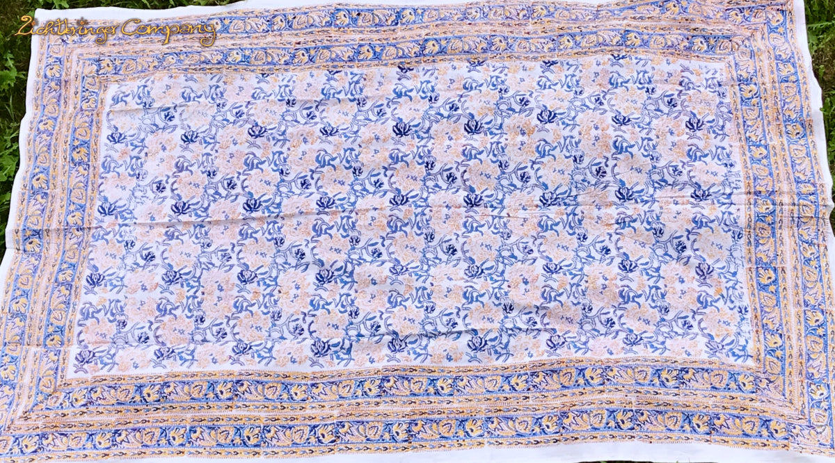 Blockdruck Tuch ornamental blau