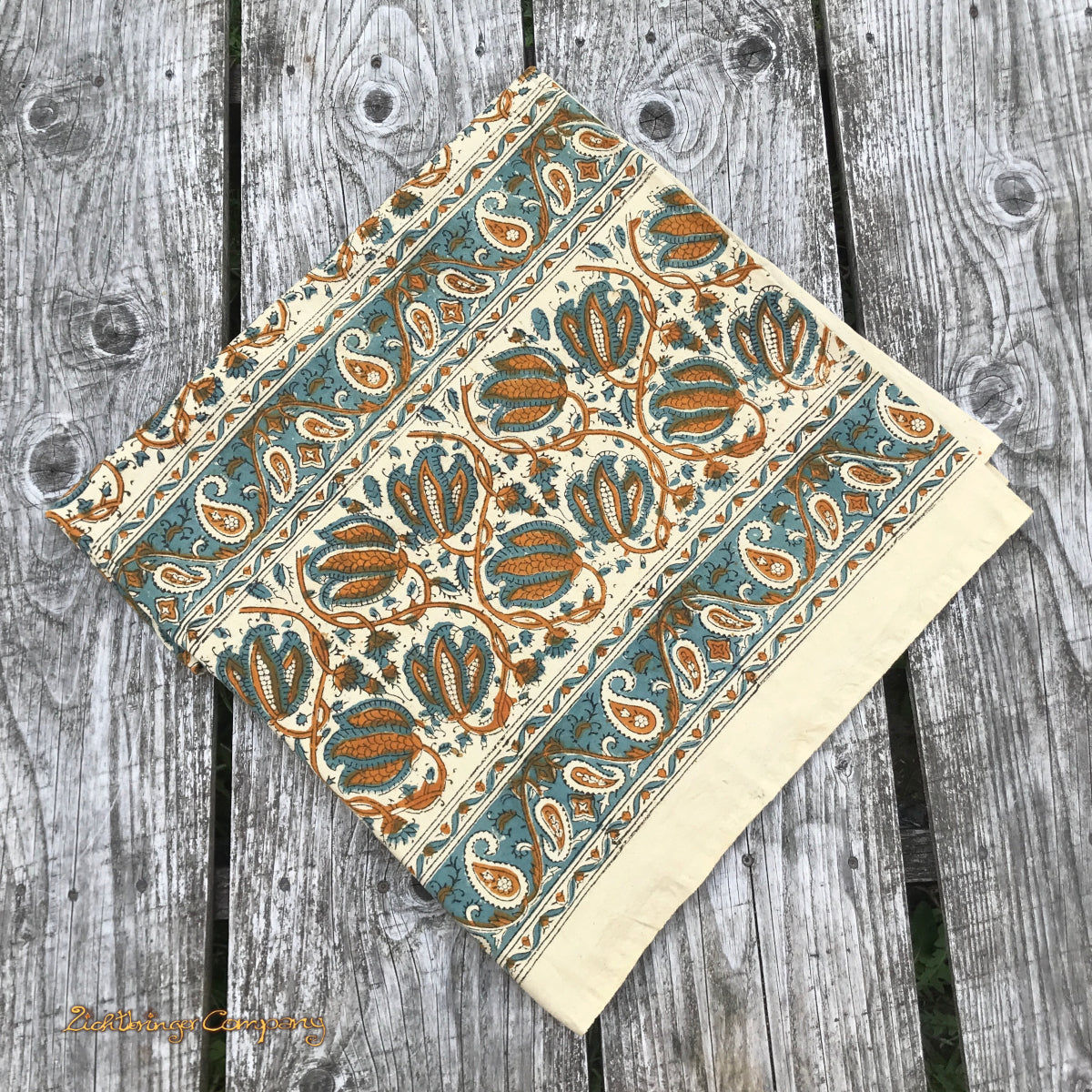 Blockdruck Tuch Paisley & Blumen