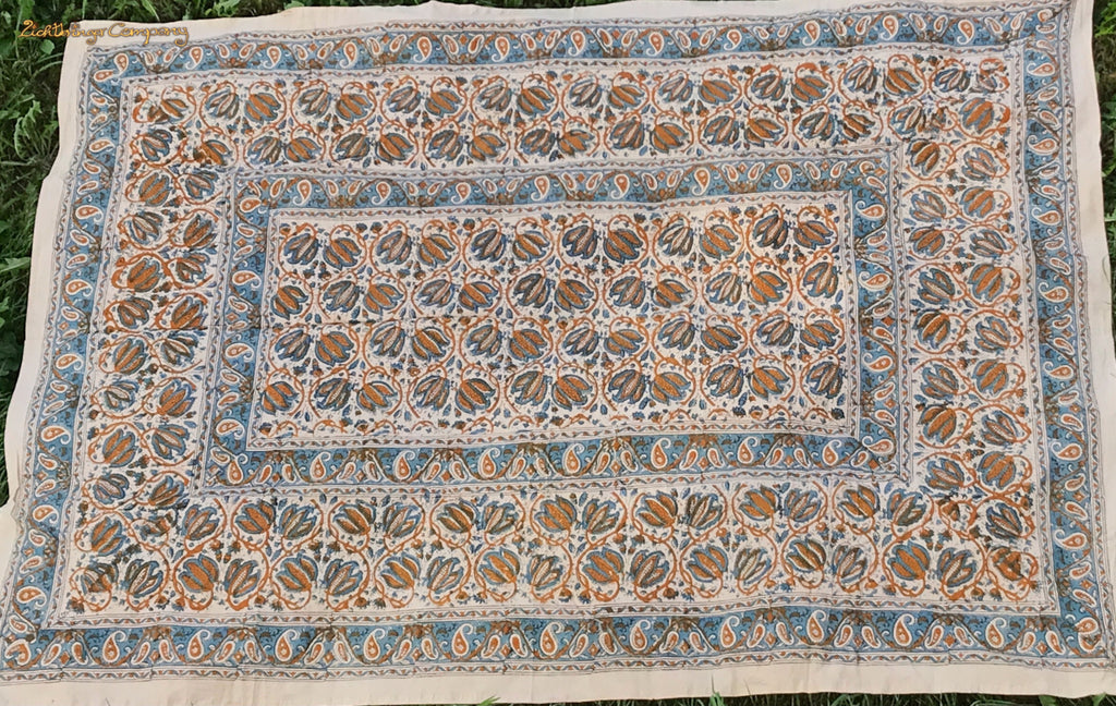 Blockprint Tuch mit Paisleys und Blumen