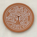 Yggdrasil Räucherstäbchenhalter aus Keramik in Terrakotta  – Tonteller mit Weltenbaum-Motiv, für japanische, tibetische und klassische Räucherstäbchen