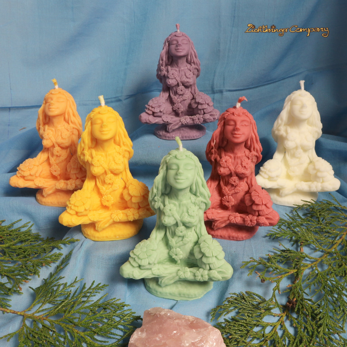Lady Gaia Mutter Natur Kerzenstatuen aus Rapswachs in sechs Farben – handgefertigt von Lichtbringer Company
