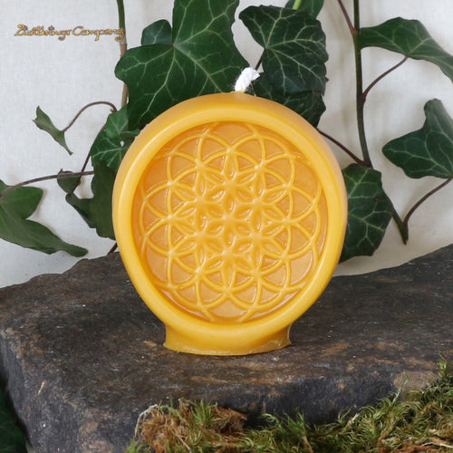 Blume des Lebens Ritualkerze aus Naturwachs