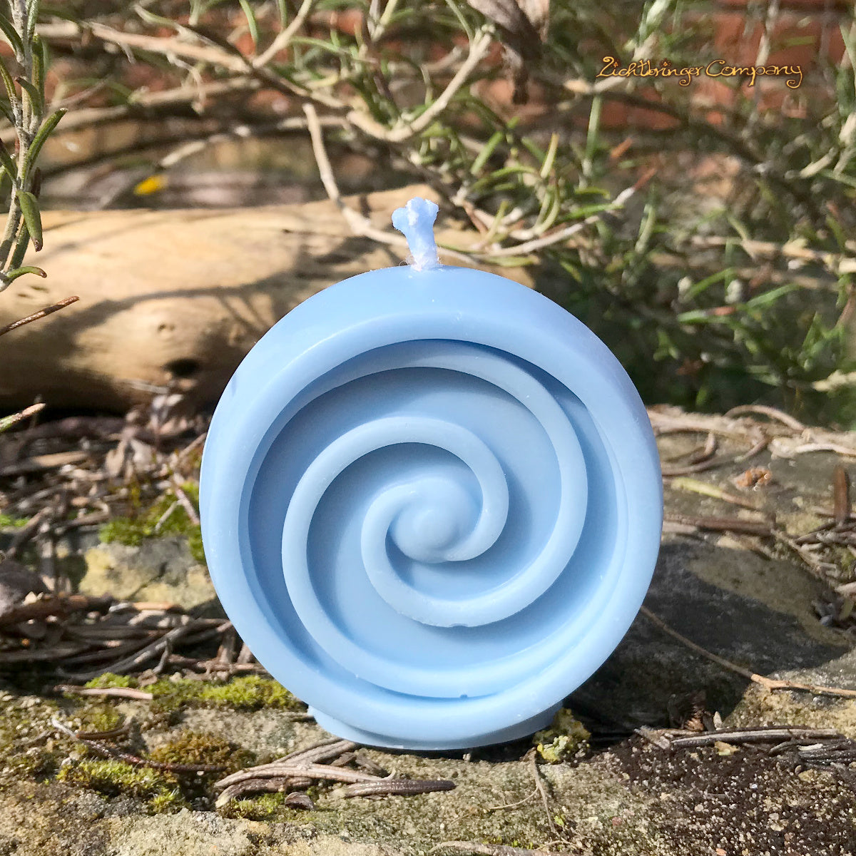 Spirale Ritualkerze aus Pflanzenwachs Farbe blau