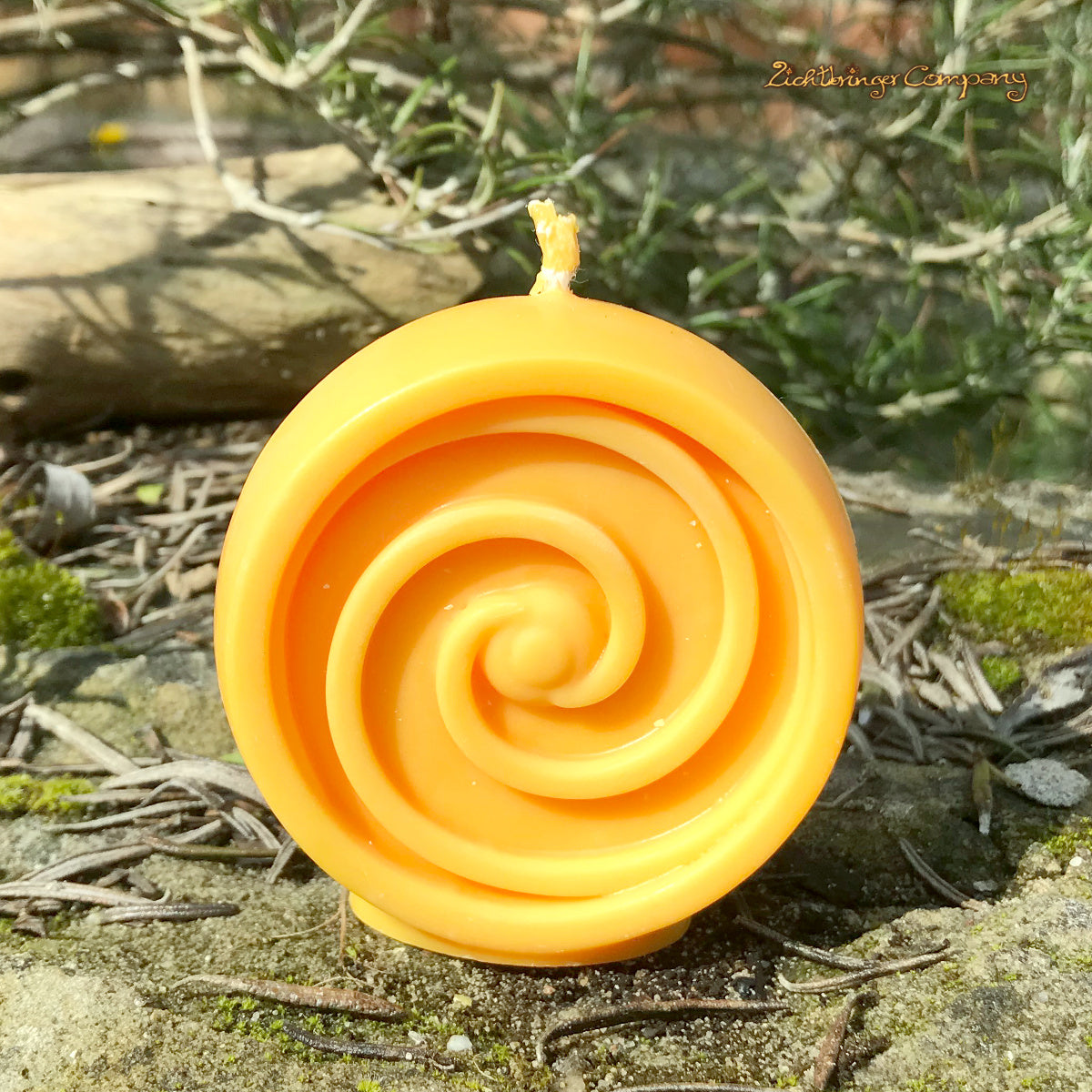 Spirale Ritualkerze aus Pflanzenwachs Farbe gelb