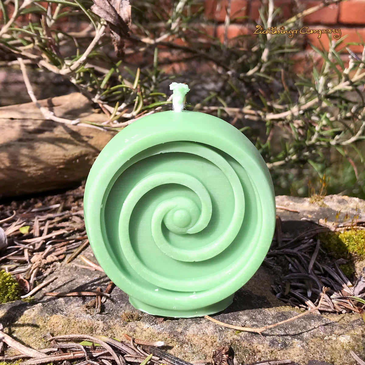 Spirale Ritualkerze aus Pflanzenwachs Farbe grün