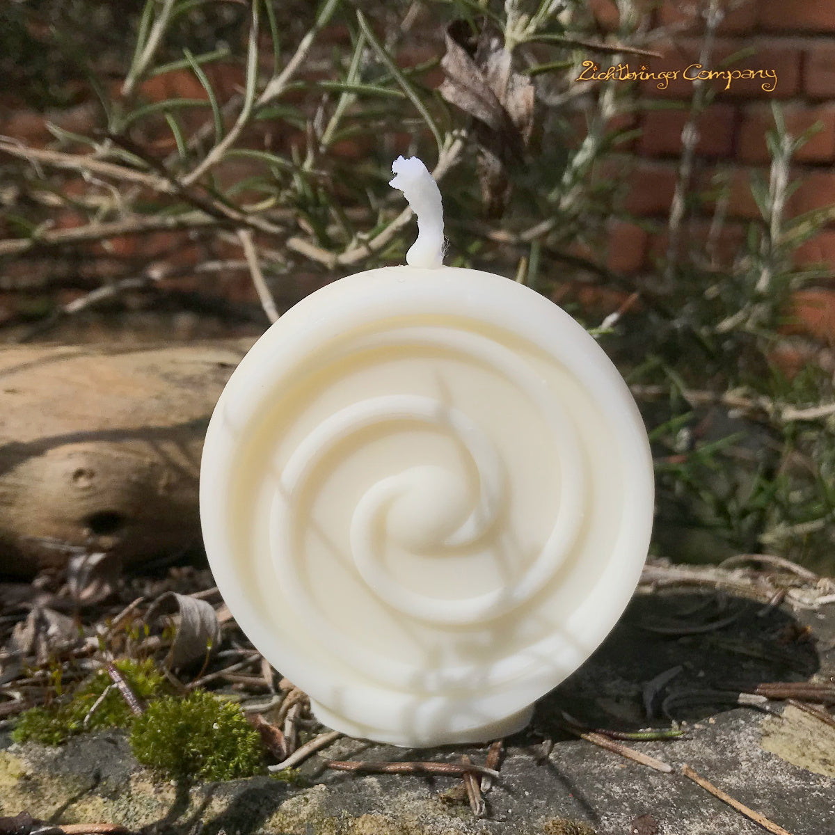 Spirale Ritualkerze aus Pflanzenwachs Farbe weiß
