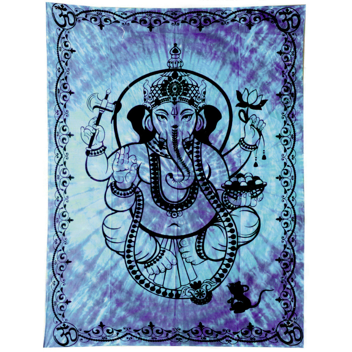 Ganesha Wandtuch in batik-blau