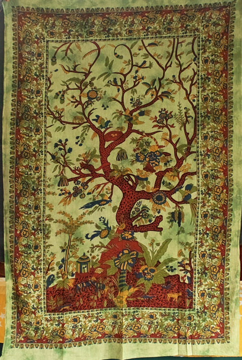 Lebensbaum Dekotuch in Grün, ca. 140 × 200 cm