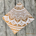Peacock Feather Mandala Wall Tapestry in Green Orange 230 x 210 cm