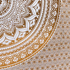 Peacock Feather Mandala Wall Tapestry in Green Orange 230 x 210 cm