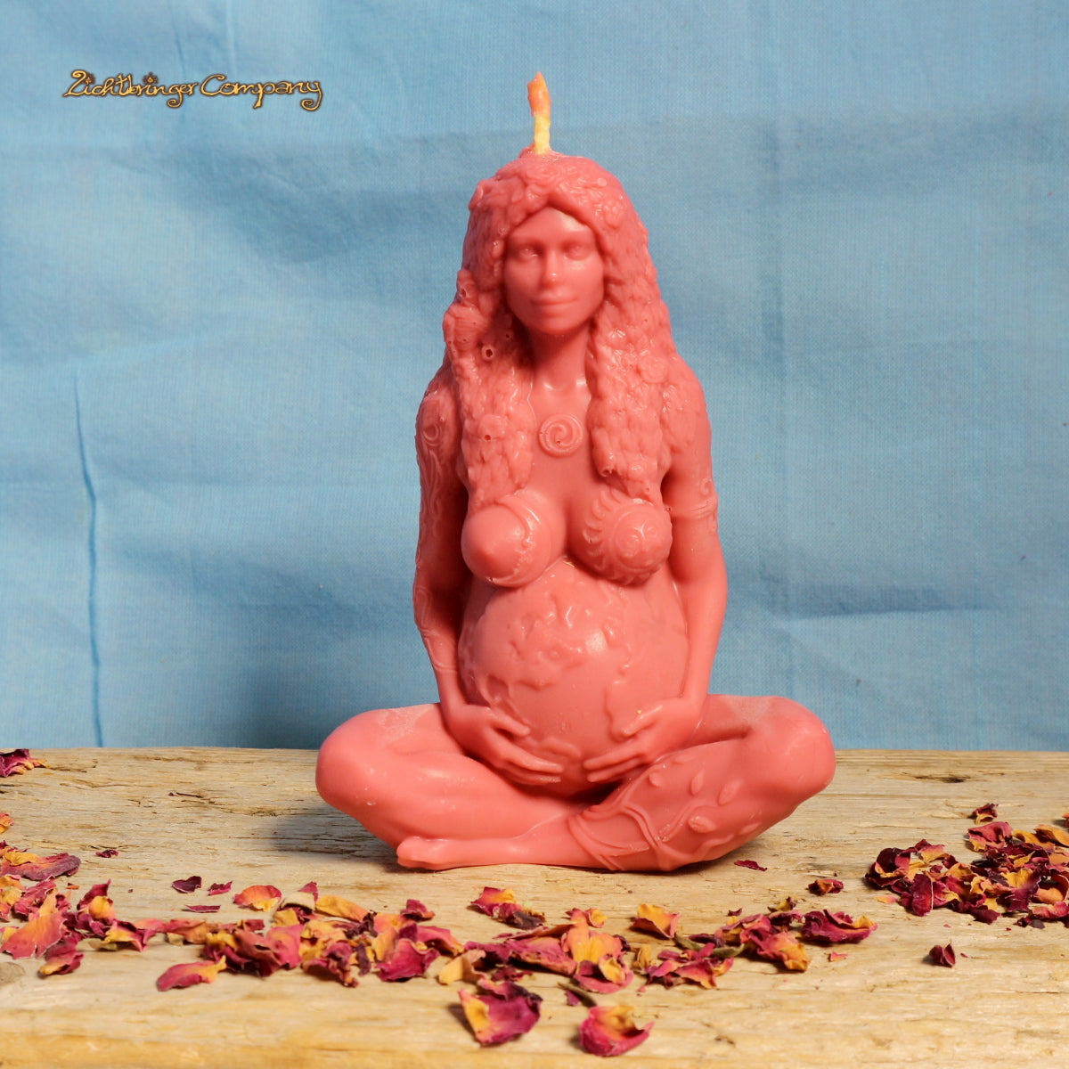 Pacha Mama Altarkerze aus Rapswachs in Rot – Gaia Statue handgefertigt von Lichtbringer Company
