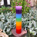 Chakra Regenbogenkerze, Höhe 27 cm, handgegossene Stumpenkerze in 7 Chakrafarben von Lichtbringer Company