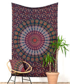 Orange blaues Pfauenfeder Mandala