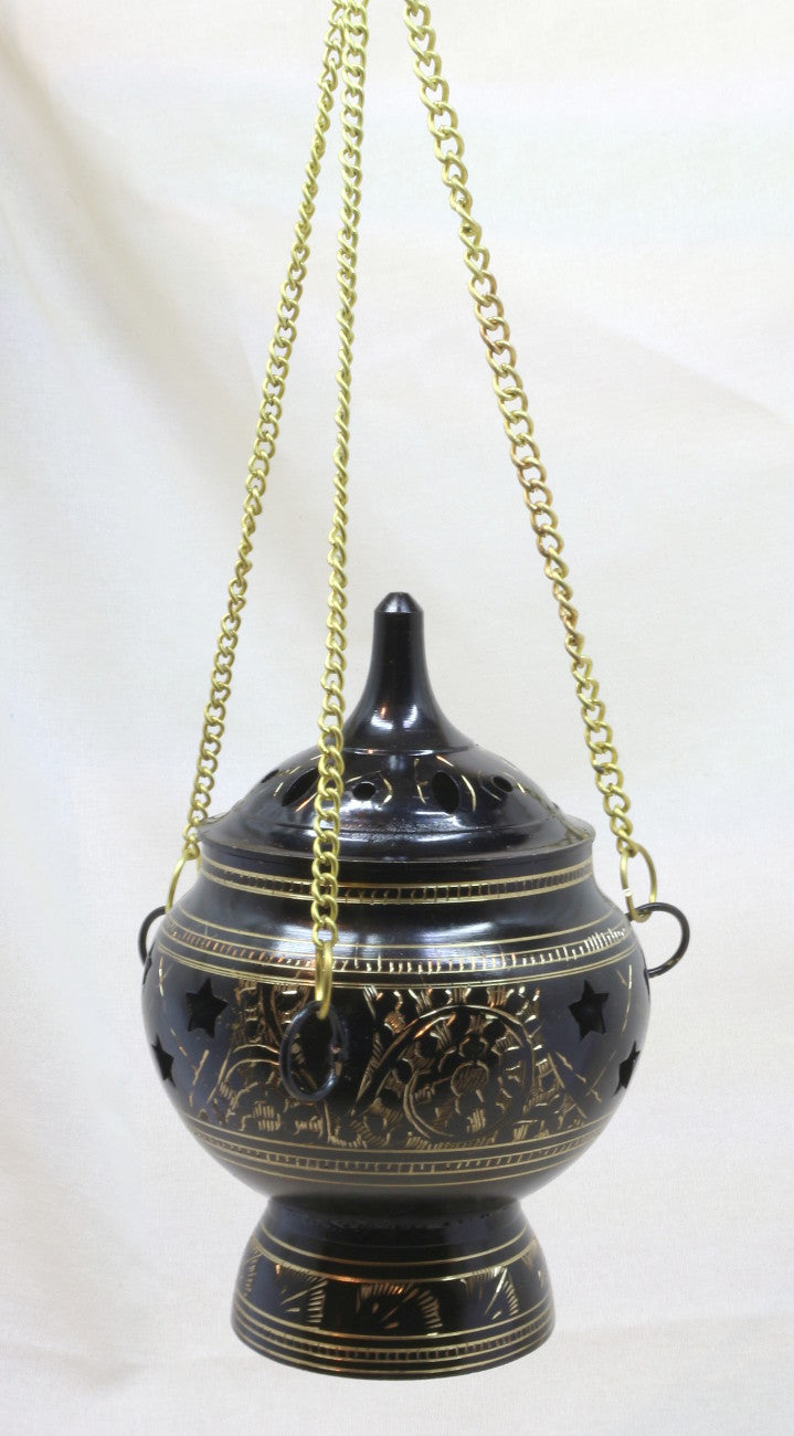 Intarsien - Räucherschwenker schwarz/gold ~Weihrauchbrenner ~ Handarbeit