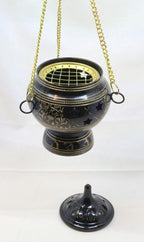 Incense burner - black/gold inlays