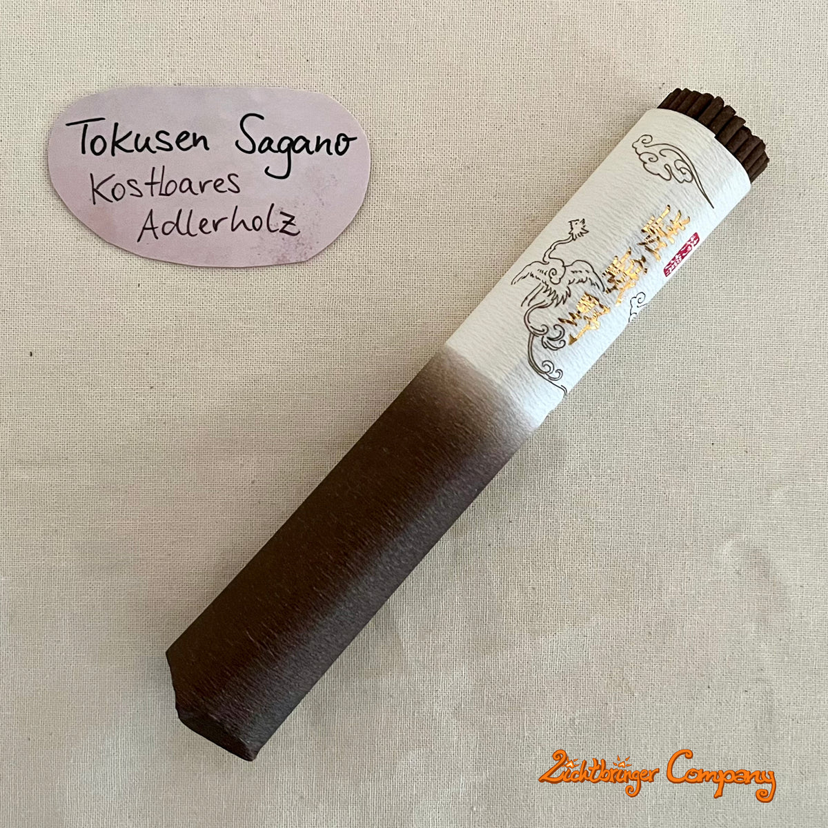 Japanische Räucherstäbchen, Adlerholz Räucherstäbchen Tokusen Sagano, verpackt in traditionellem Japanpapier mit japanischen Schriftzeichen