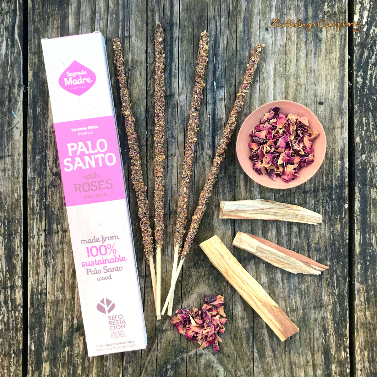 Palo Santo Räucherstäbchen mit Rosenblüten