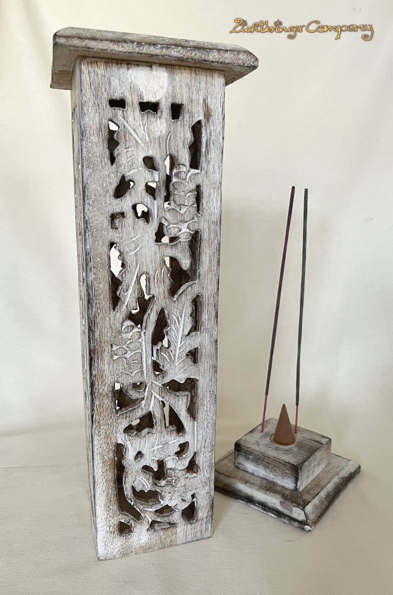 Holzturm für Räucherstäbchen und Räucherkegel
