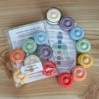 Regenbogen Chakra Teelichter Set aus Rapswachs