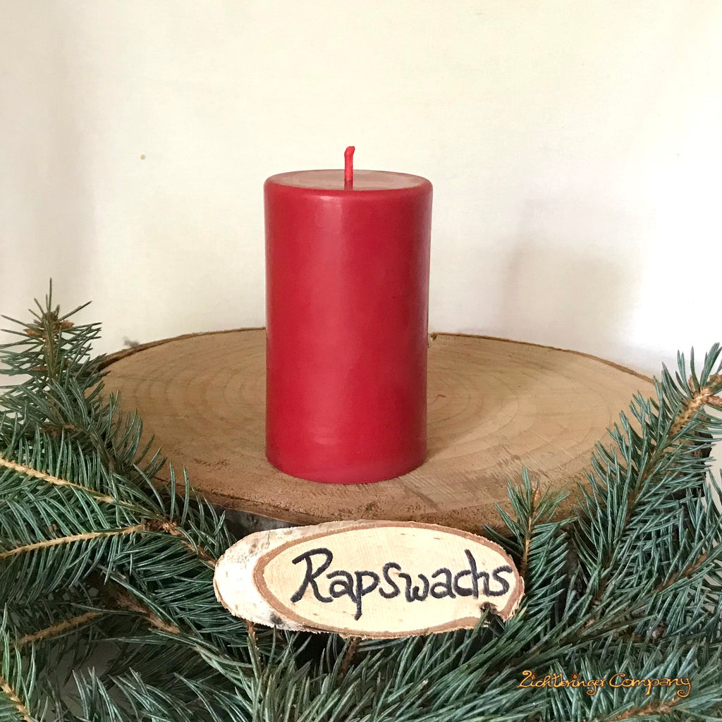 Roter Stumpen aus Rapswachs Höhe 10,5 cm für den Adventskranz