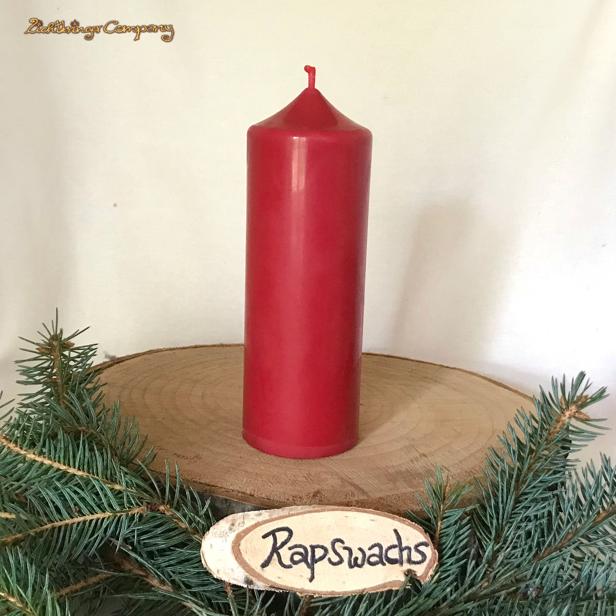 Rote Stumpen aus Rapswachs Höhe 16,5 cm für den Adventskranz