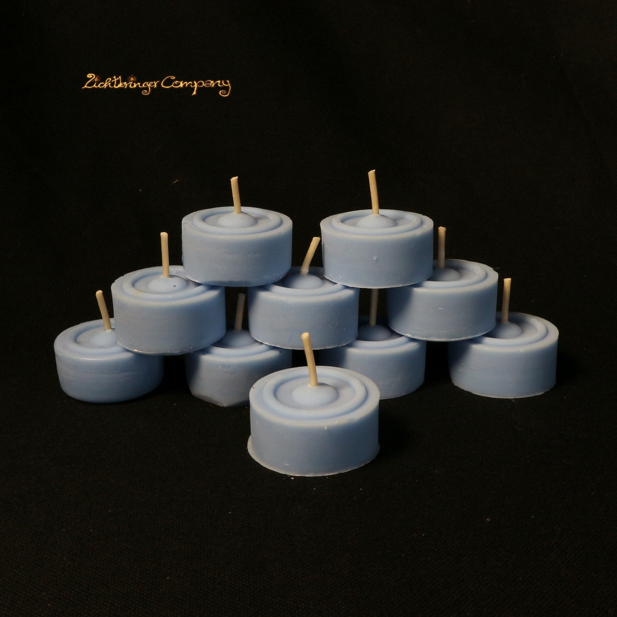 10er Set bunte Teelichte aus Rapswachs Farbe blau