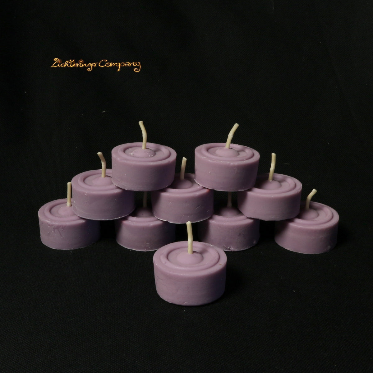 10er Set bunte Teelichte aus Rapswachs Farbe lila