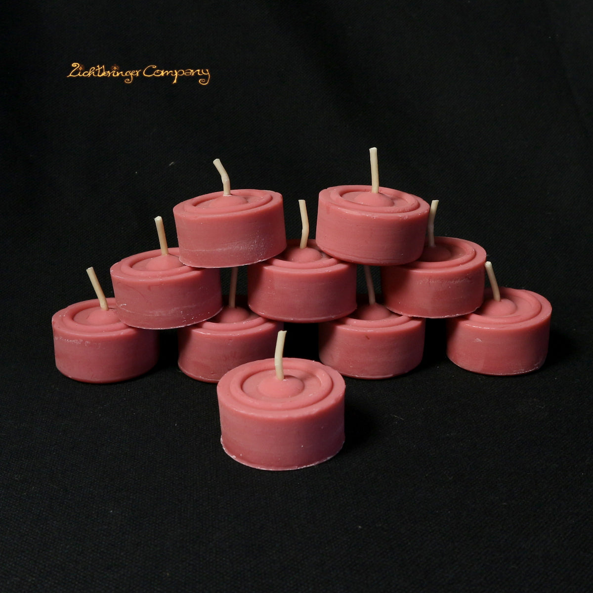 10er Set bunte Teelichte aus Rapswachs Farbe rot