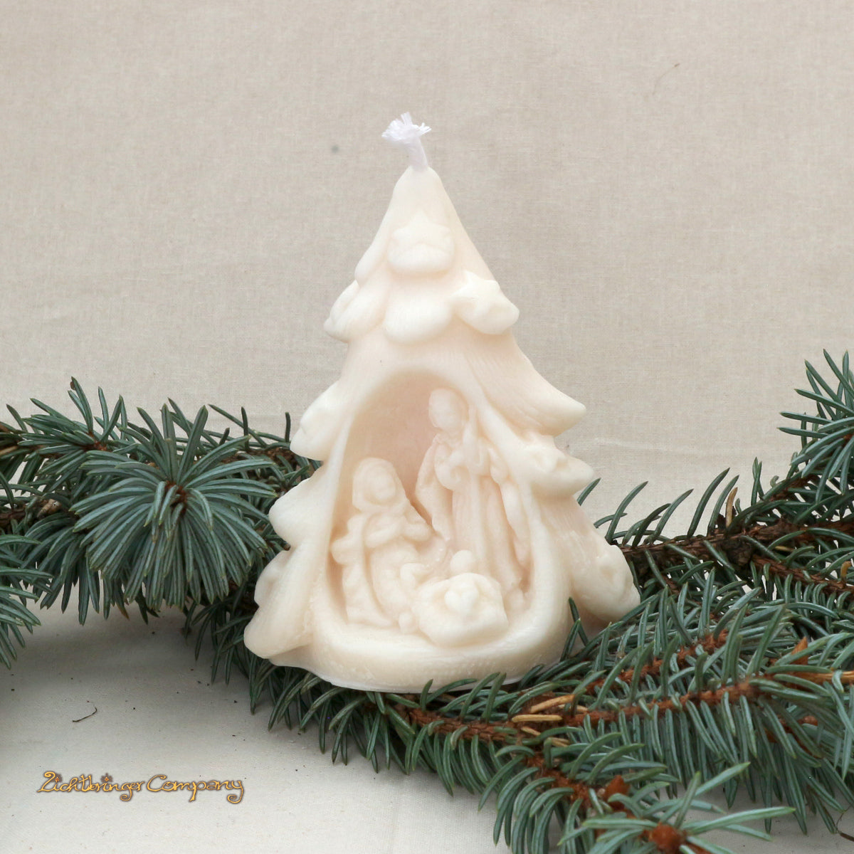 Rapswachs-Kerze Weihnachtsbaum mit Krippe 