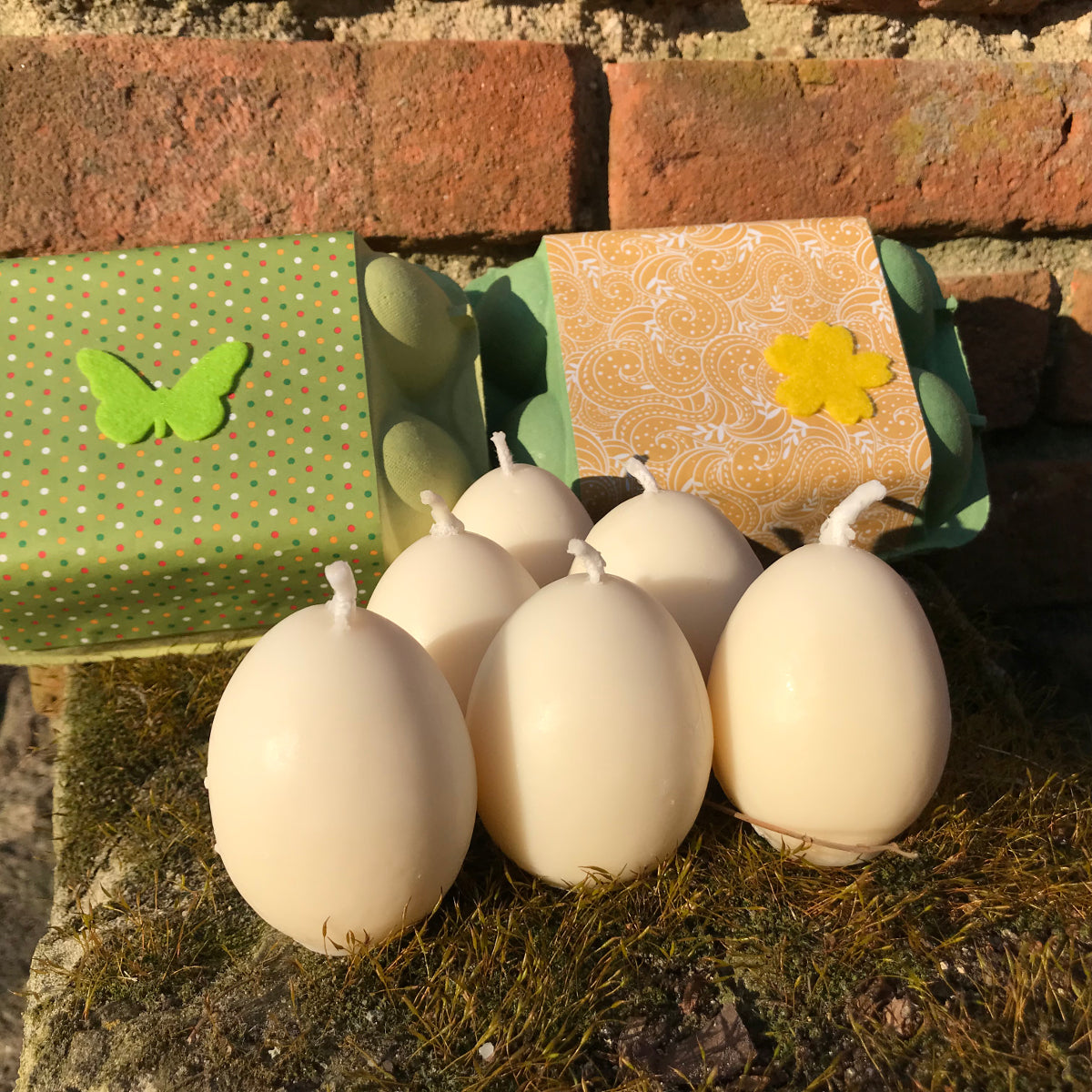 Rapswachs-Kerzeneier  im 6er Set – bemalbares Ostergeschenk, handgefertigt in der Lichtbringer Manufaktur