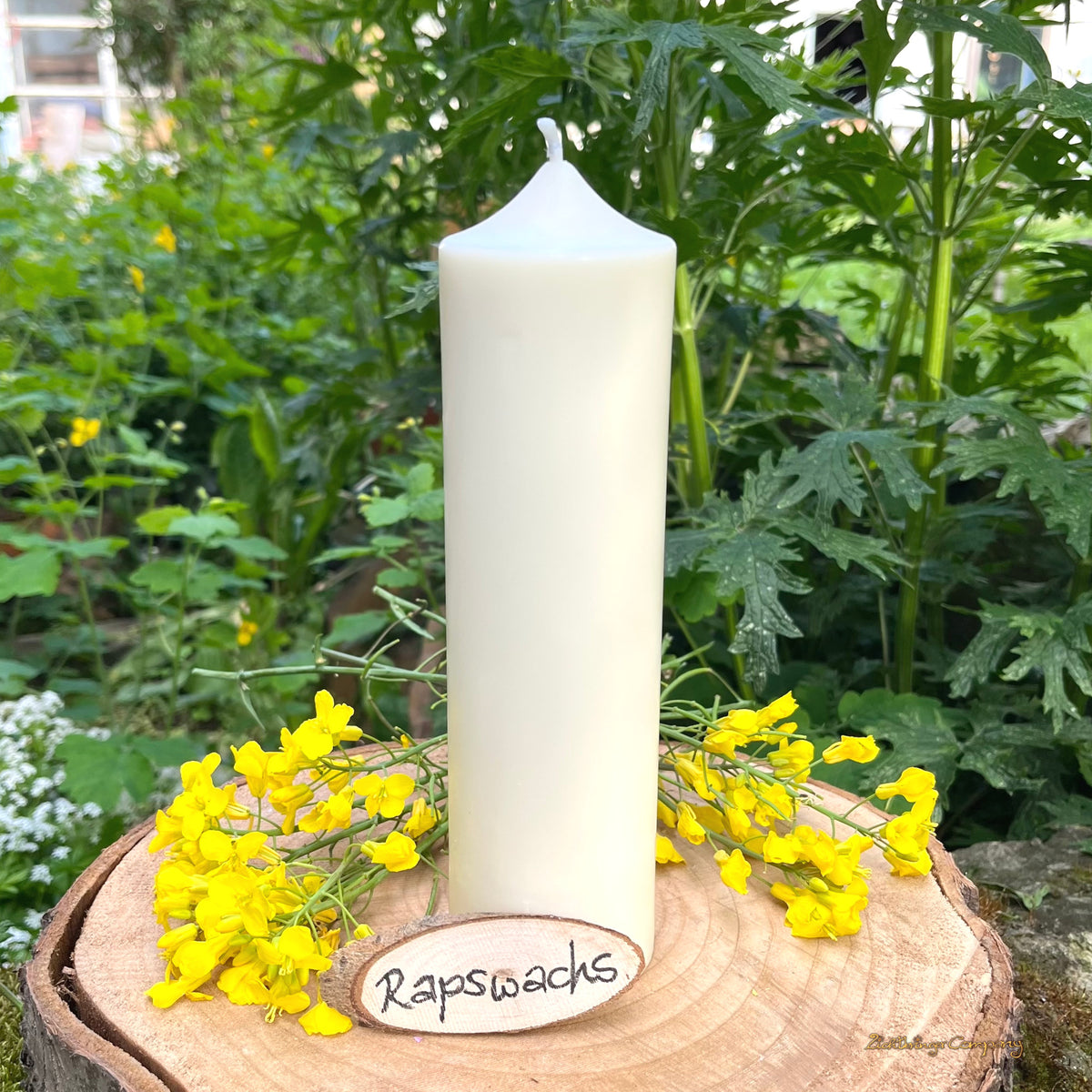 Rapswachs Stumpenkerze Höhe 21 cm, aus der Lichtbringer Manufaktur