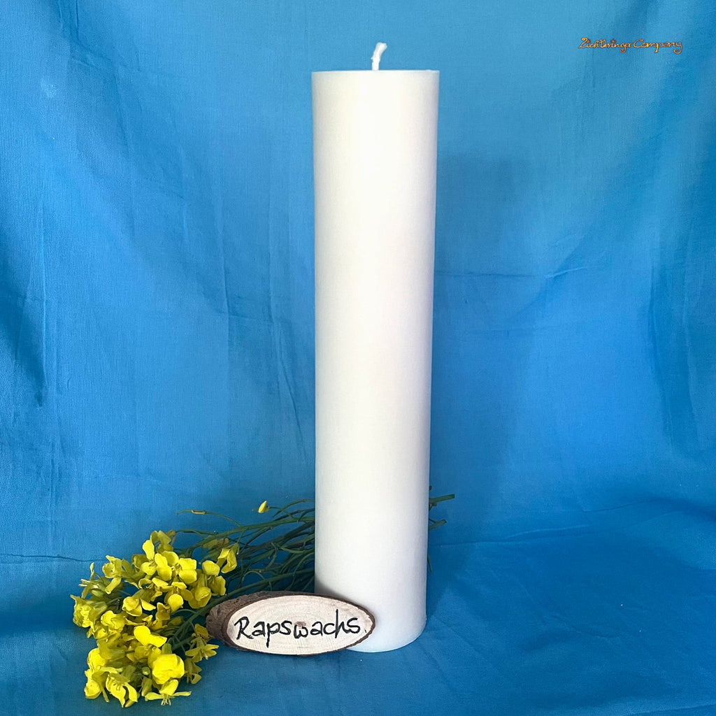 Rapswachs Stumpenkerze, Höhe 27 cm, als Taufkerzen-Rohling