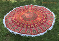 Peacock Feather Mandala Wall Hanging in Red Yellow 140 x 200 cm