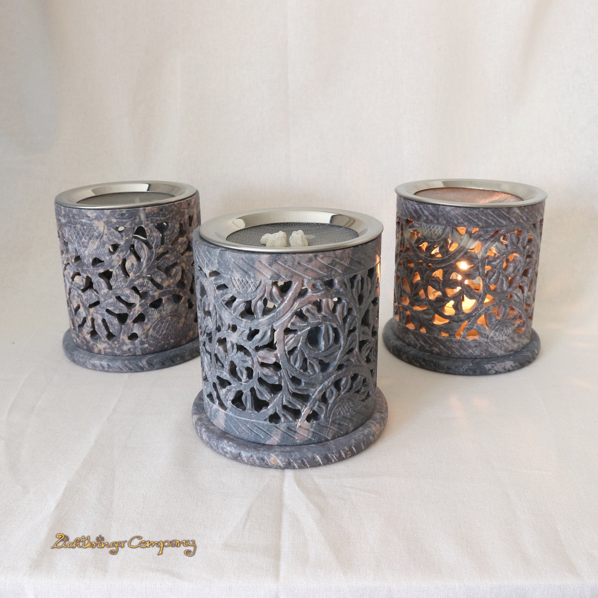 Chauffe-théière Guirlande de fleurs, 3 pièces - Hauteur de combustion 9 cm