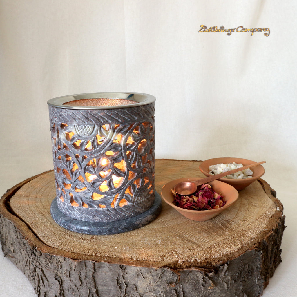 Chauffe-théière Guirlande de fleurs, 3 pièces - Hauteur de combustion 9 cm