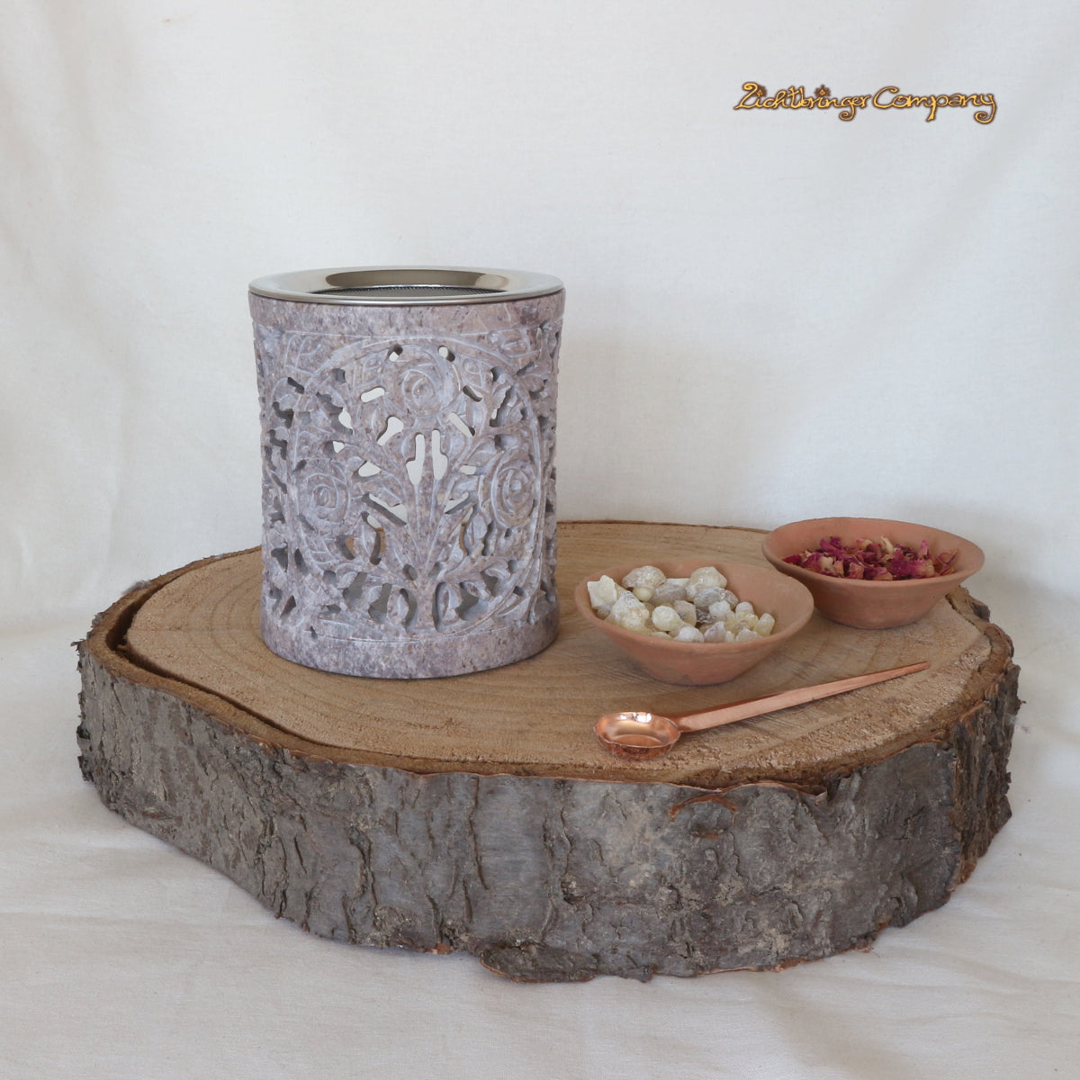Stövchen mit Rosenblüte - Räucherhöhe 9,5 cm