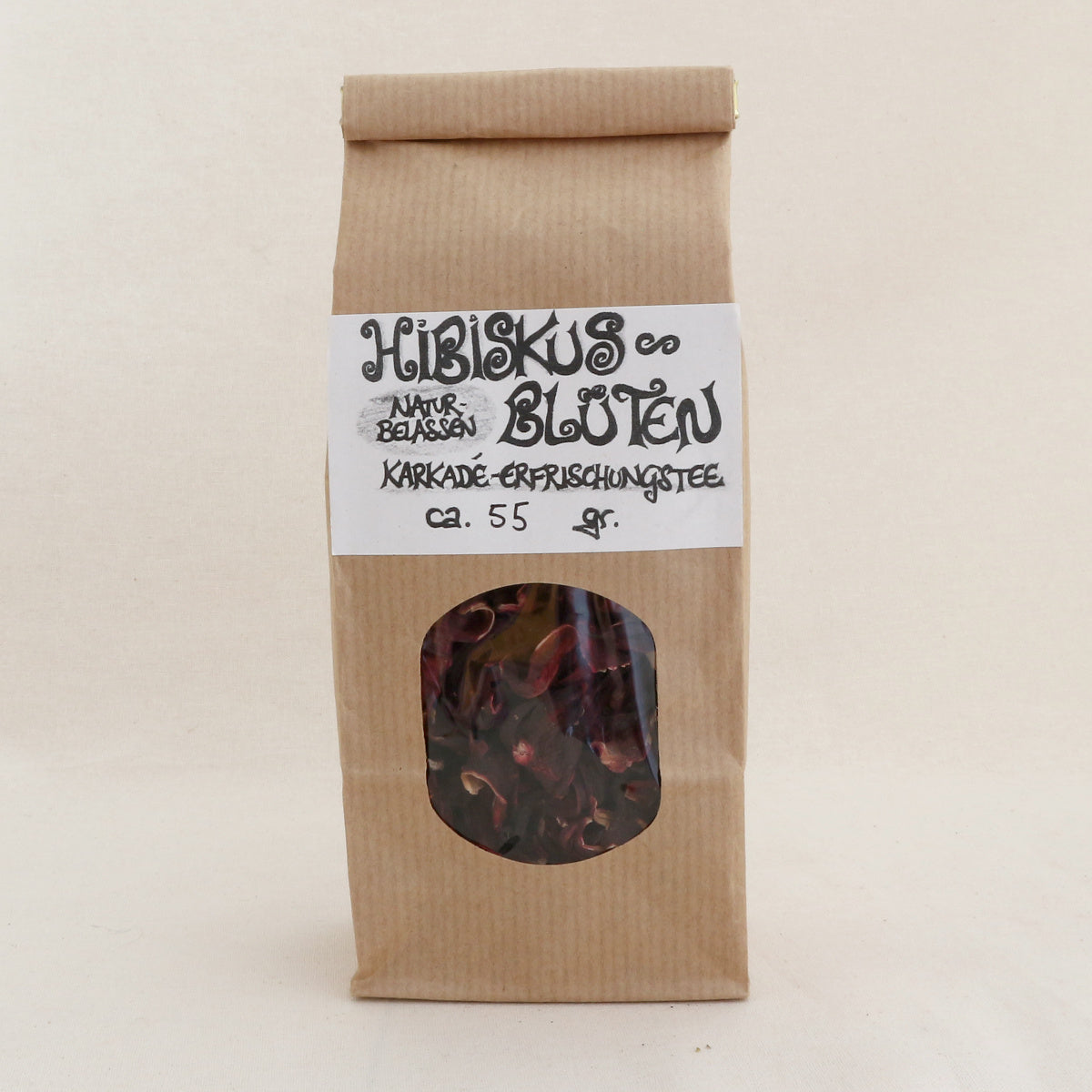 Hibiskusblüten naturbelassen – Kräutertee im Papier-Blockbodenbeutel von Lichtbringer Company