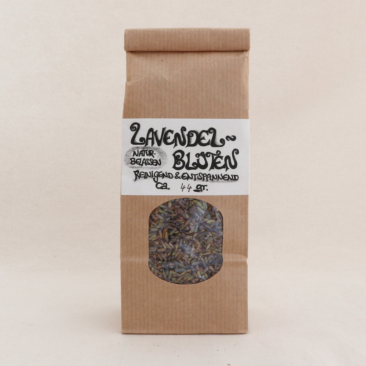 Lavendelblüten naturbelassen – Kräutertee im Papier-Blockbodenbeutel von Lichtbringer Company