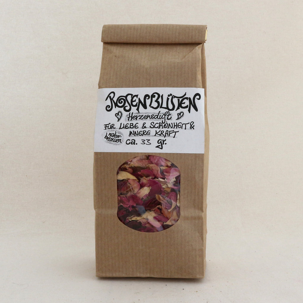 Rosenblüten naturbelassen – Kräutertee im Papier-Blockbodenbeutel von Lichtbringer Company